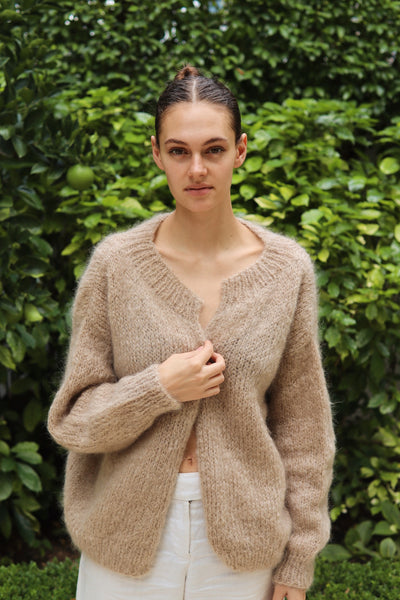 Mohair Cardigan Single Knit | Camel