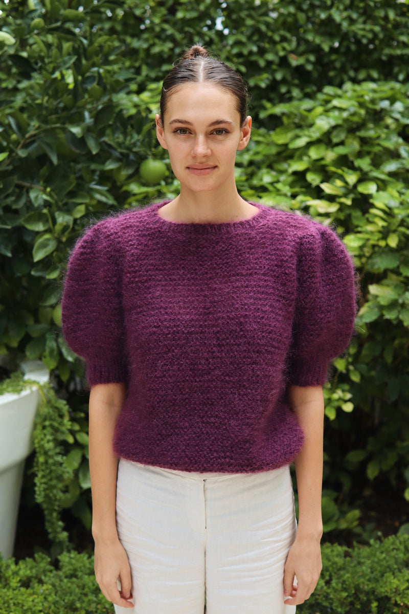 Mohair Puff Blouse Single Knit | Dark Purple – Chommies