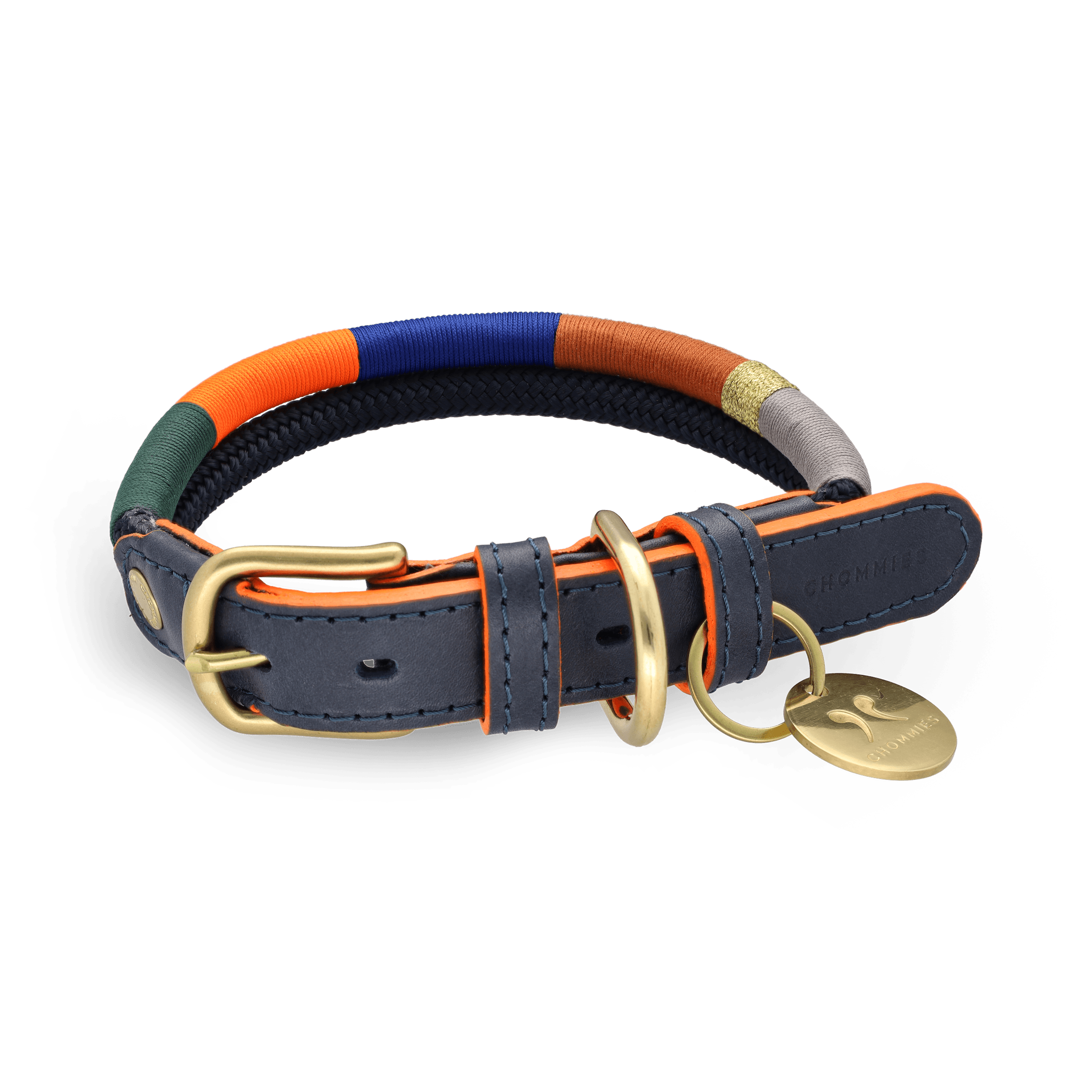 Chommies Adjustable Dog Collar | Blue Bobo on Navy