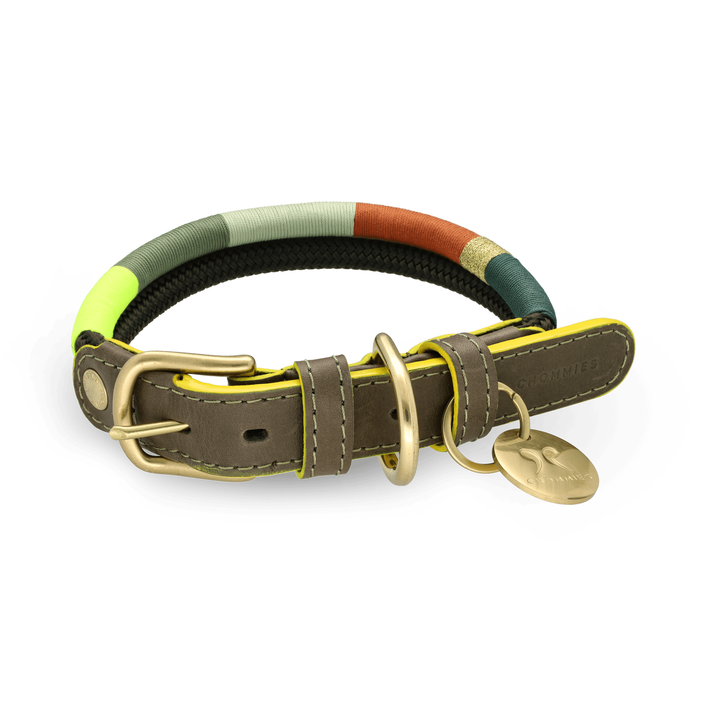 Chommies Adjustable Dog Collar | Glow Bokkie on Olive