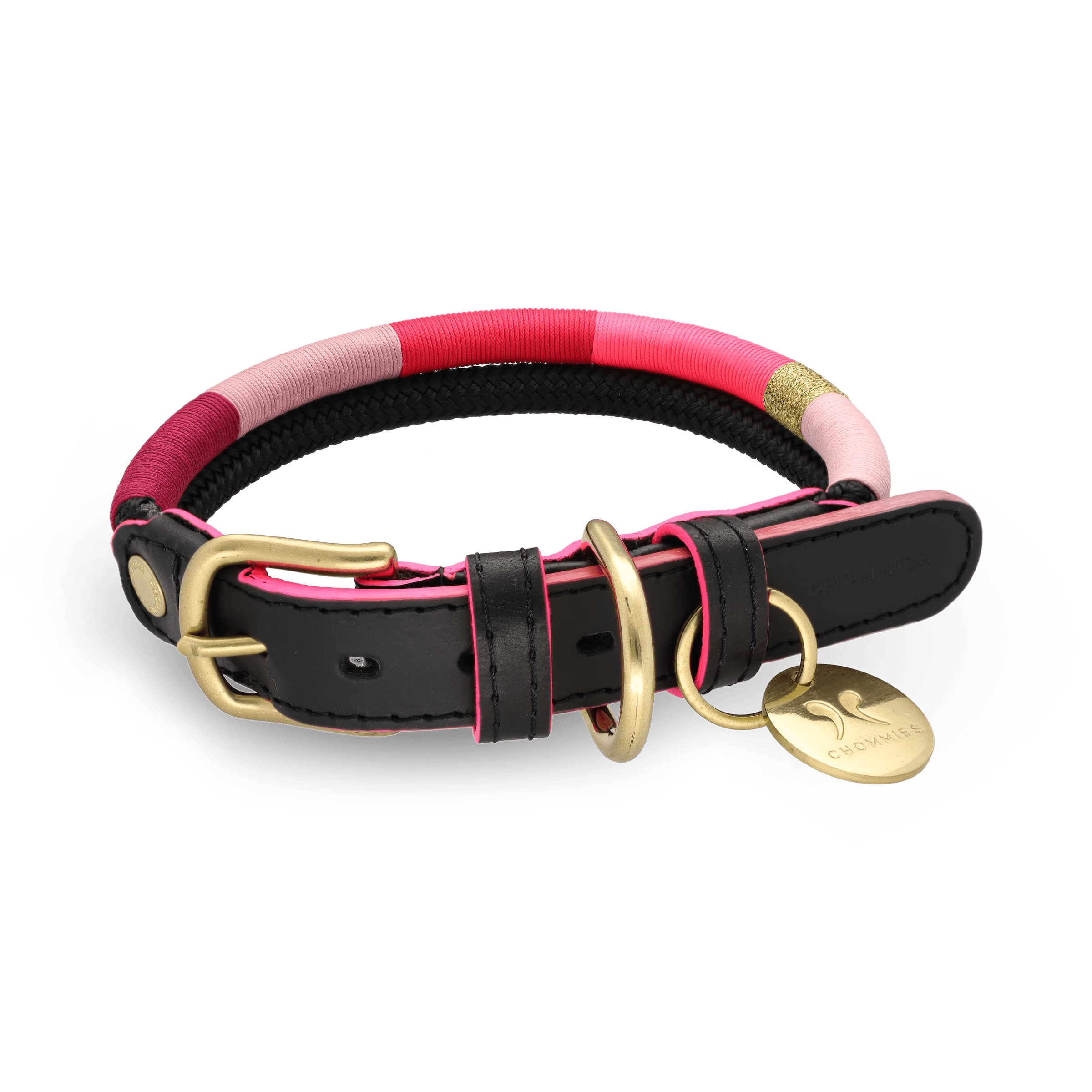 Chommies Adjustable Dog Collar | Pink Acid on Black