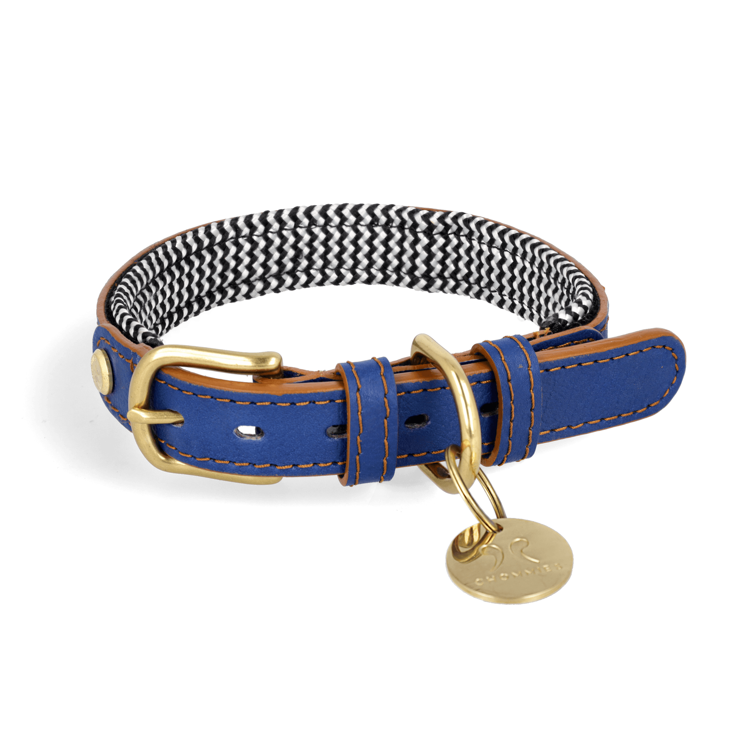 Adjustable Leather Dog Collar | Blue Snoop - Chommies