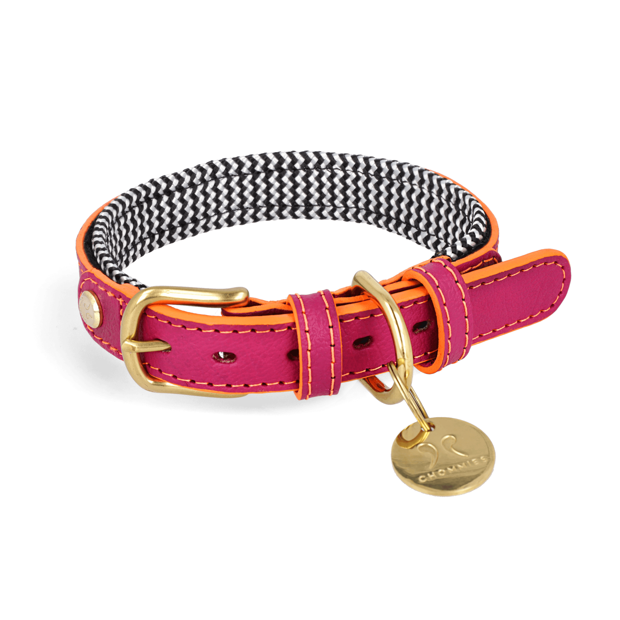 Adjustable Leather Dog Collar | Pink Lizzo - Chommies