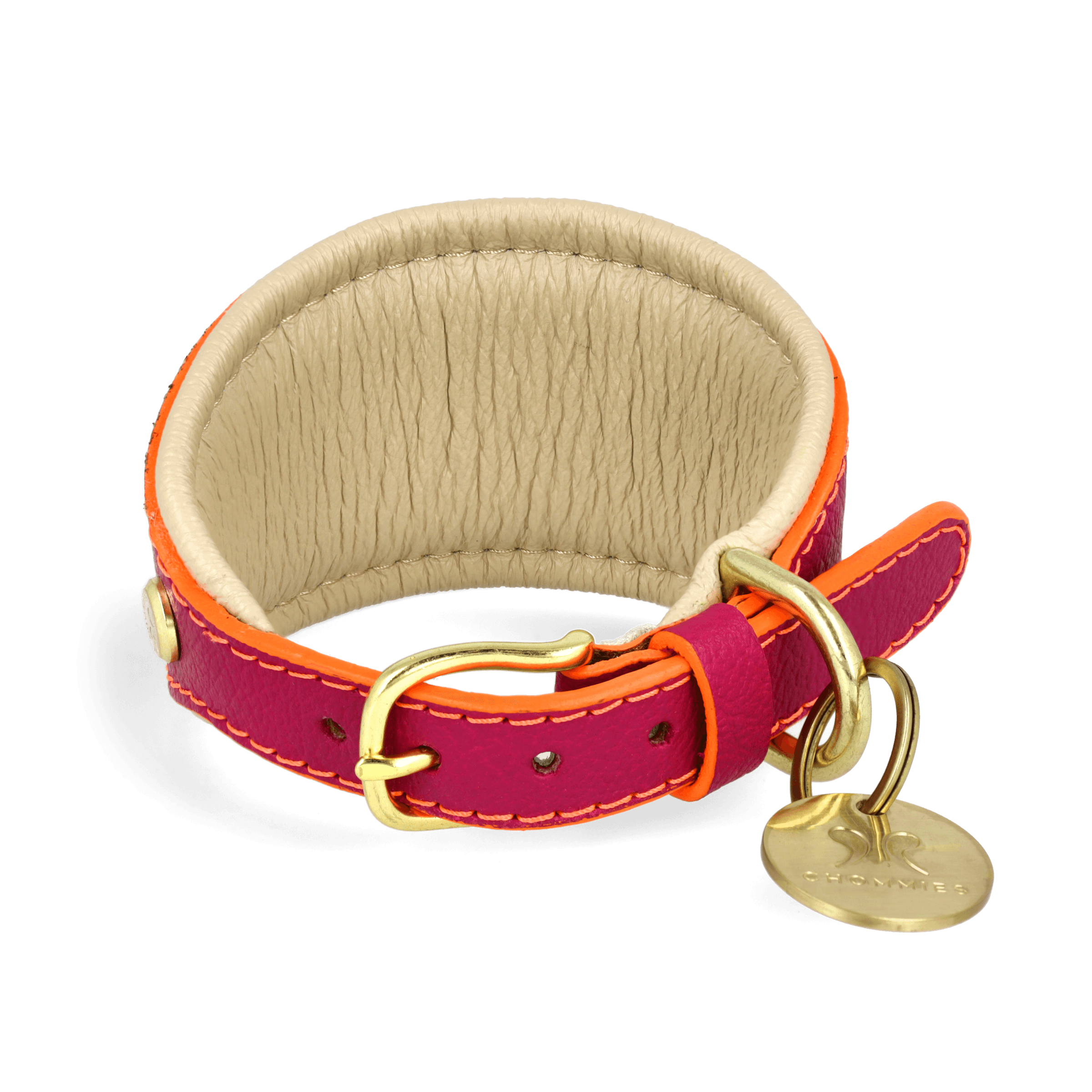 Chommies Adjustable Leather Sighthound Collar | Pink Lizzo