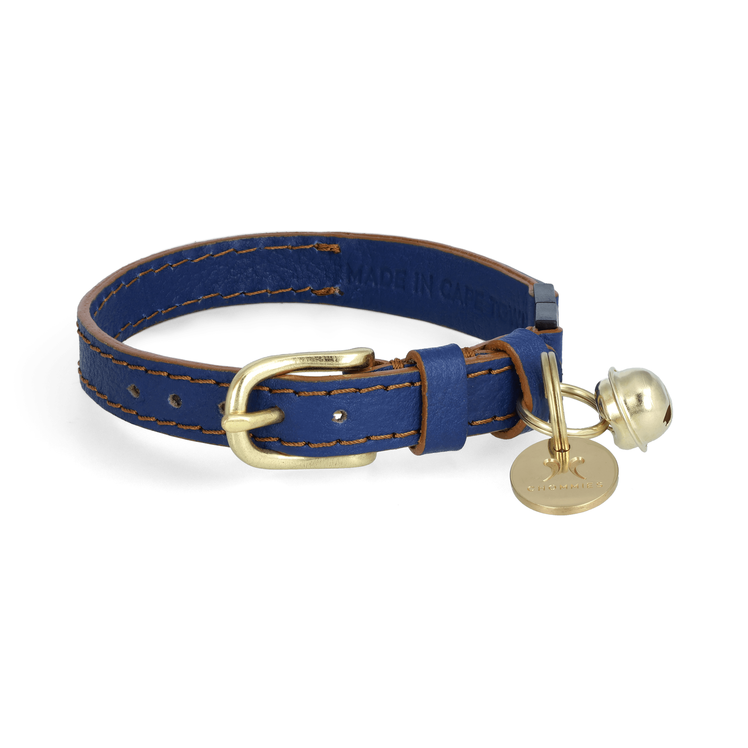 Adjustable Quick - Release Leather Cat Collar | Blue Snoop - Chommies