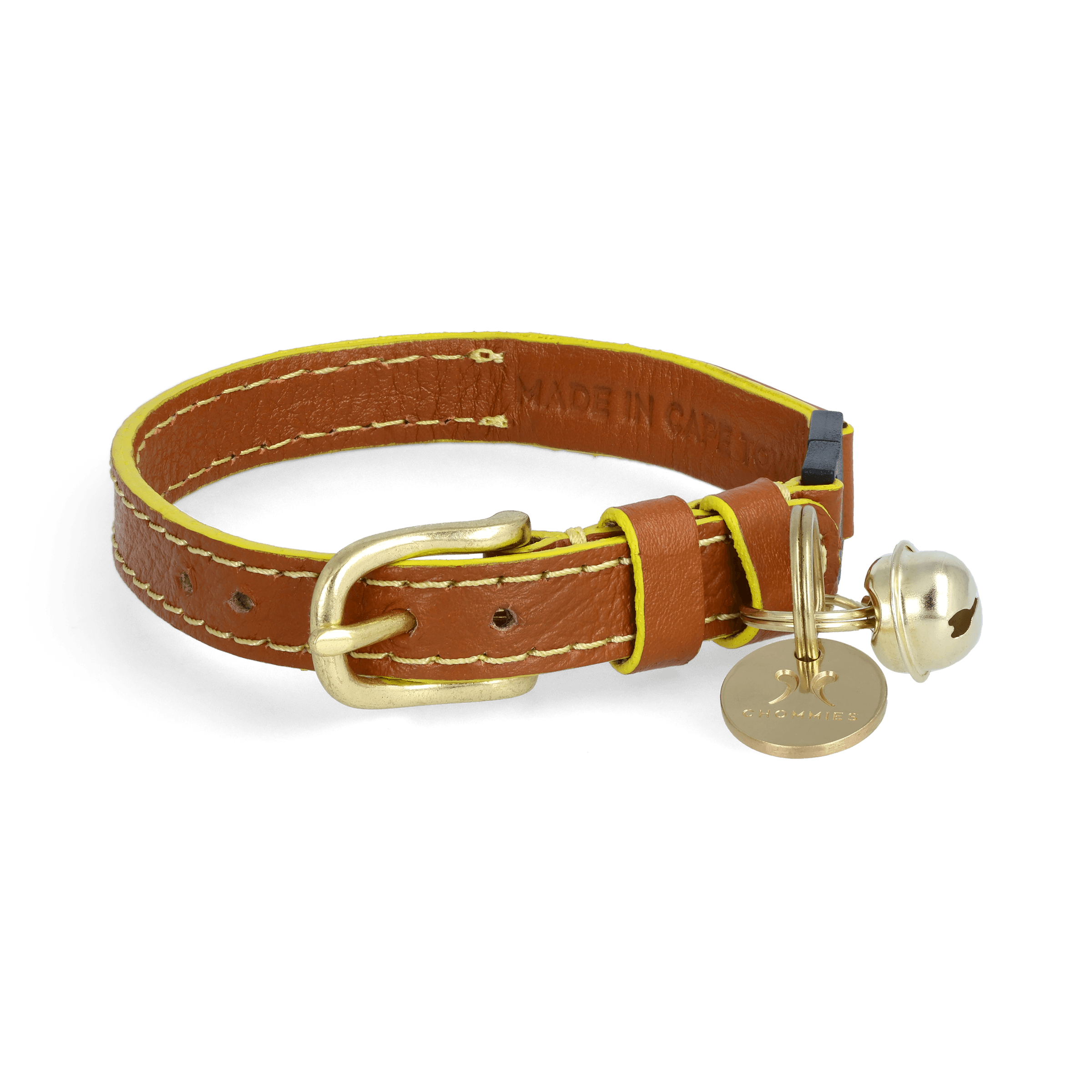 Adjustable Quick Release Leather Cat Collar Cognac West Chommies