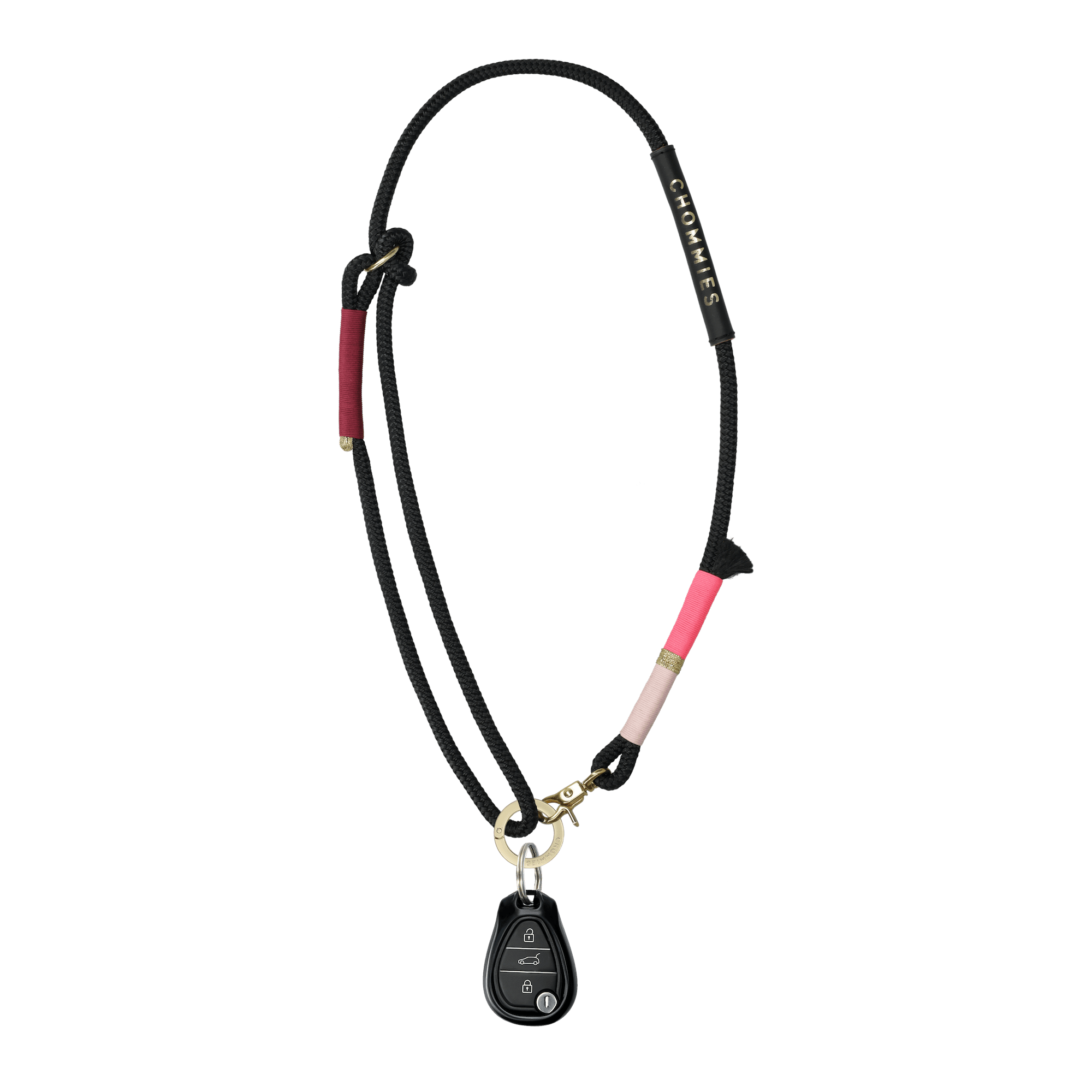 Chommies Lanyard | Pink Acid on Black Rope