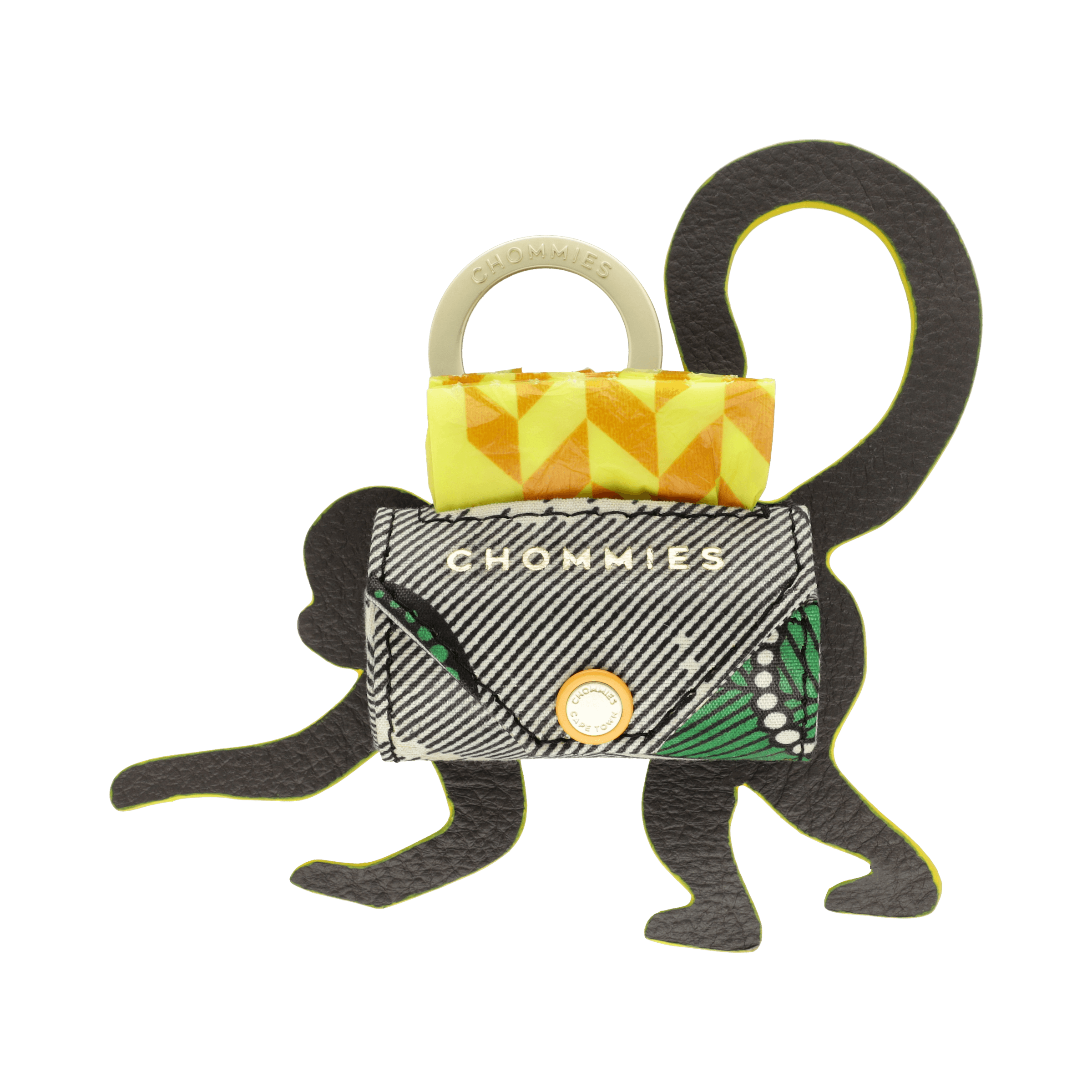 Monkey Business Poo Bag Holder | Grey and Yellow - Chommies