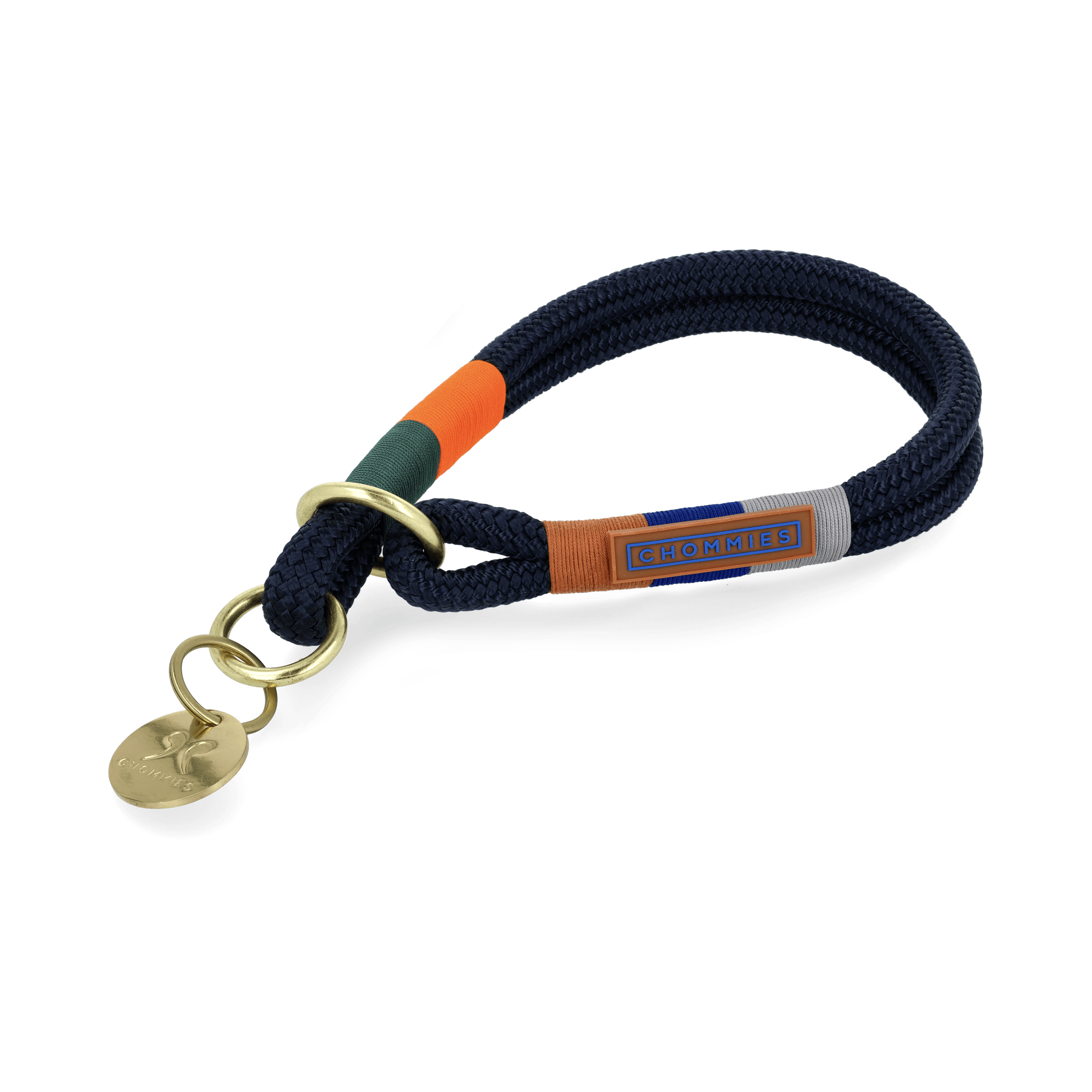 O - Ring Choker Dog Collar | Blue Bobo on Navy - Chommies