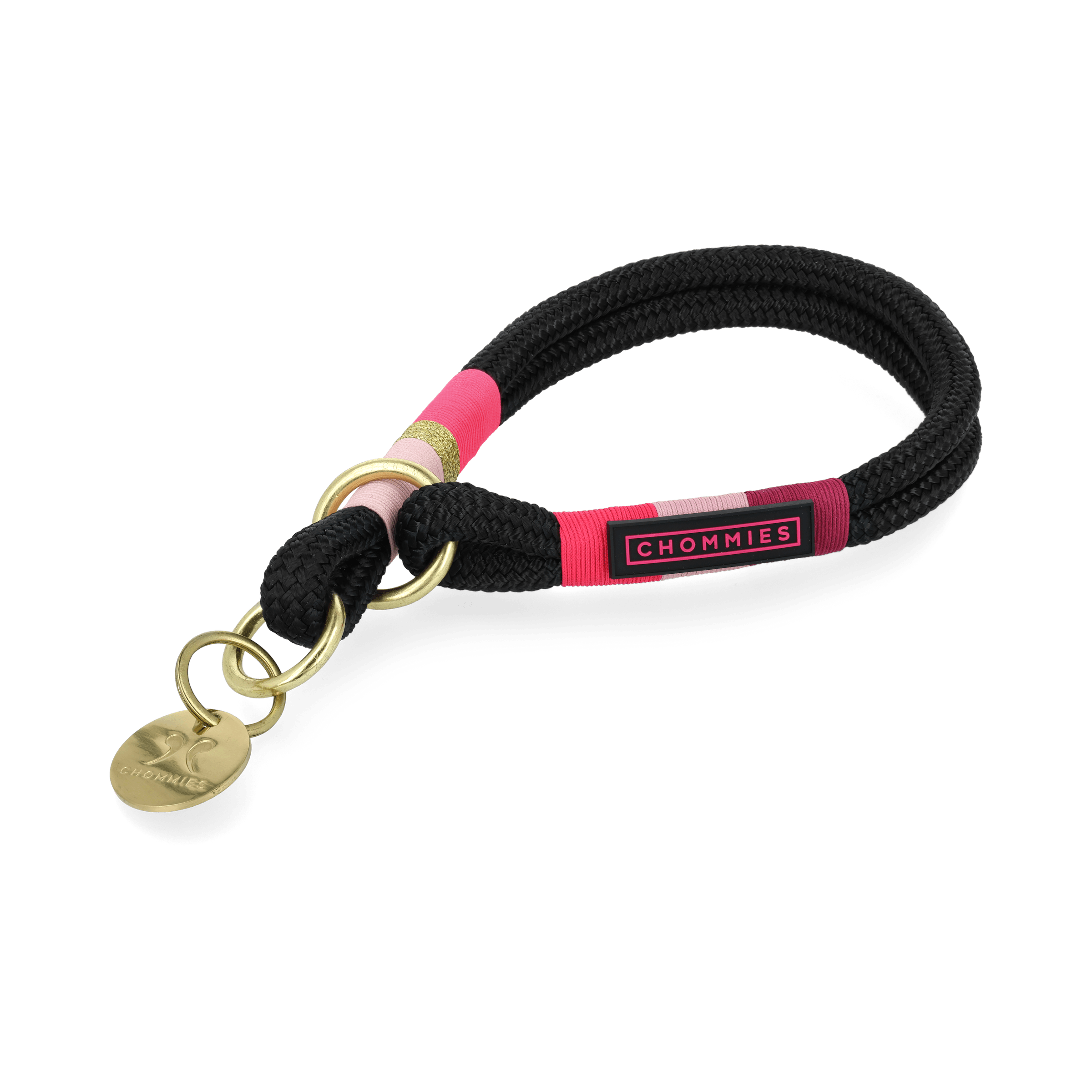 O - Ring Choker Dog Collar | Pink Acid on Black - Chommies